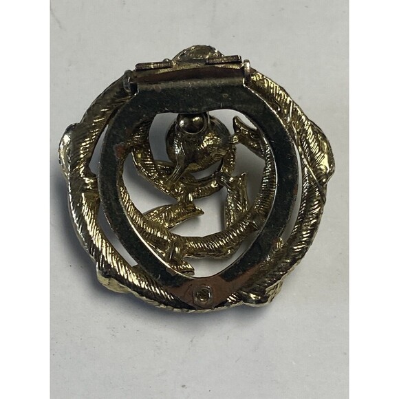 Vintage Golden Metal Floral Flower Costume Jewelry Sweater Scarf Clip Rare - Picture 2 of 3